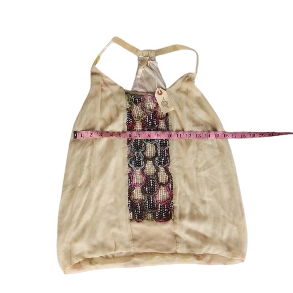 Upcycled Burning Torch Silk and Sequin Vintage Halter Top with Leather Straps - Picture 16 of 16